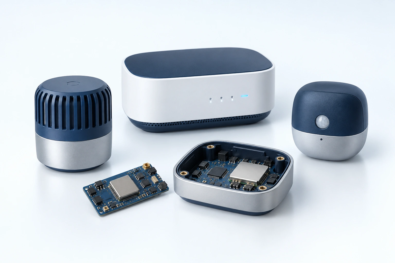 Illustrative connected gateway, sensor nodes, and sensing electronics