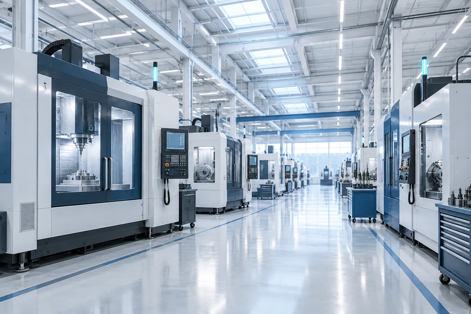 Illustrative visualisation of an unbranded CNC production room