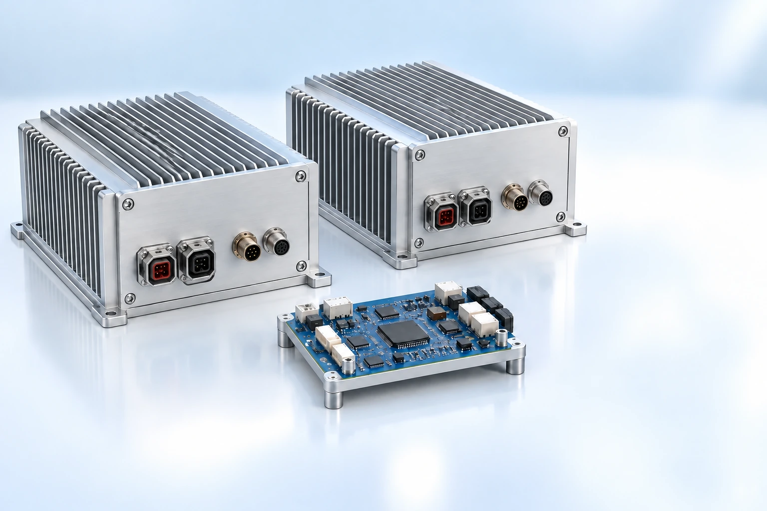 Illustrative power system with two converter units connected to a controller board